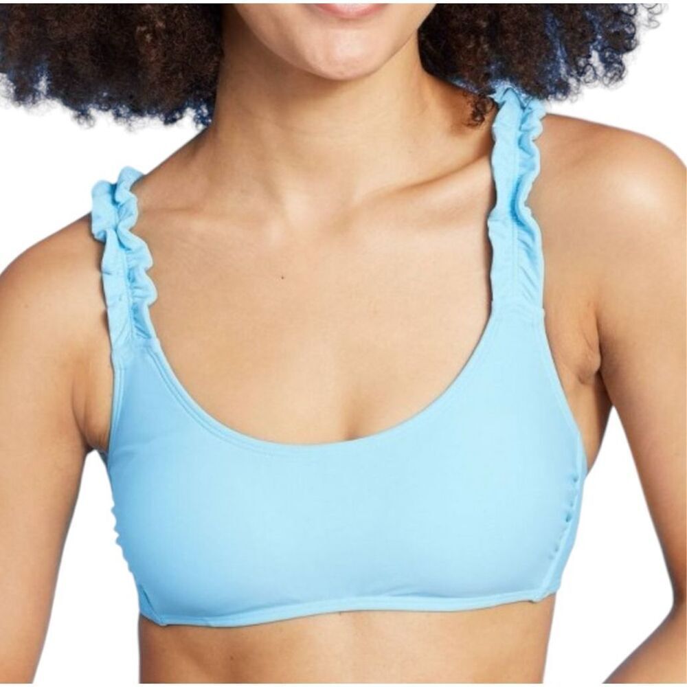 NEW Wild Fable Light‎ Blue Ruffle Strap Bralette Bikini Top S